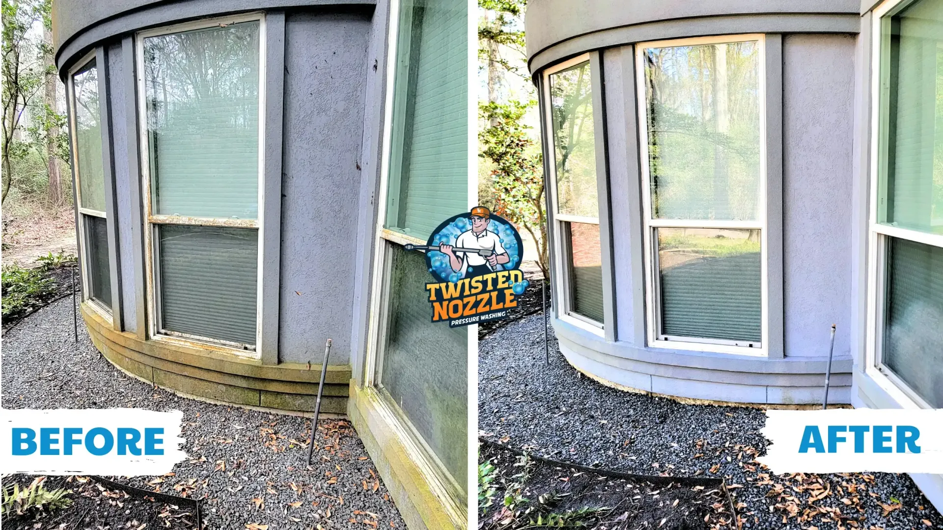 Stucco Cleaning Houston - Before and After | Twisted Nozzle