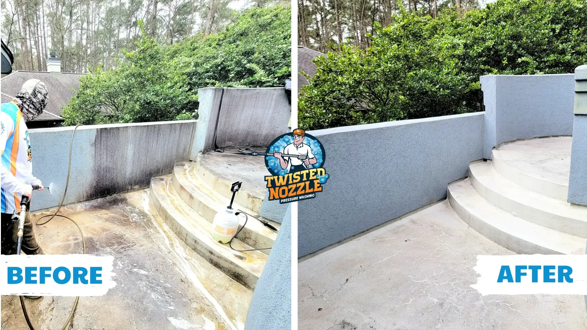 Stucco Cleaning Houston TX - Before and After | Twisted Nozzle