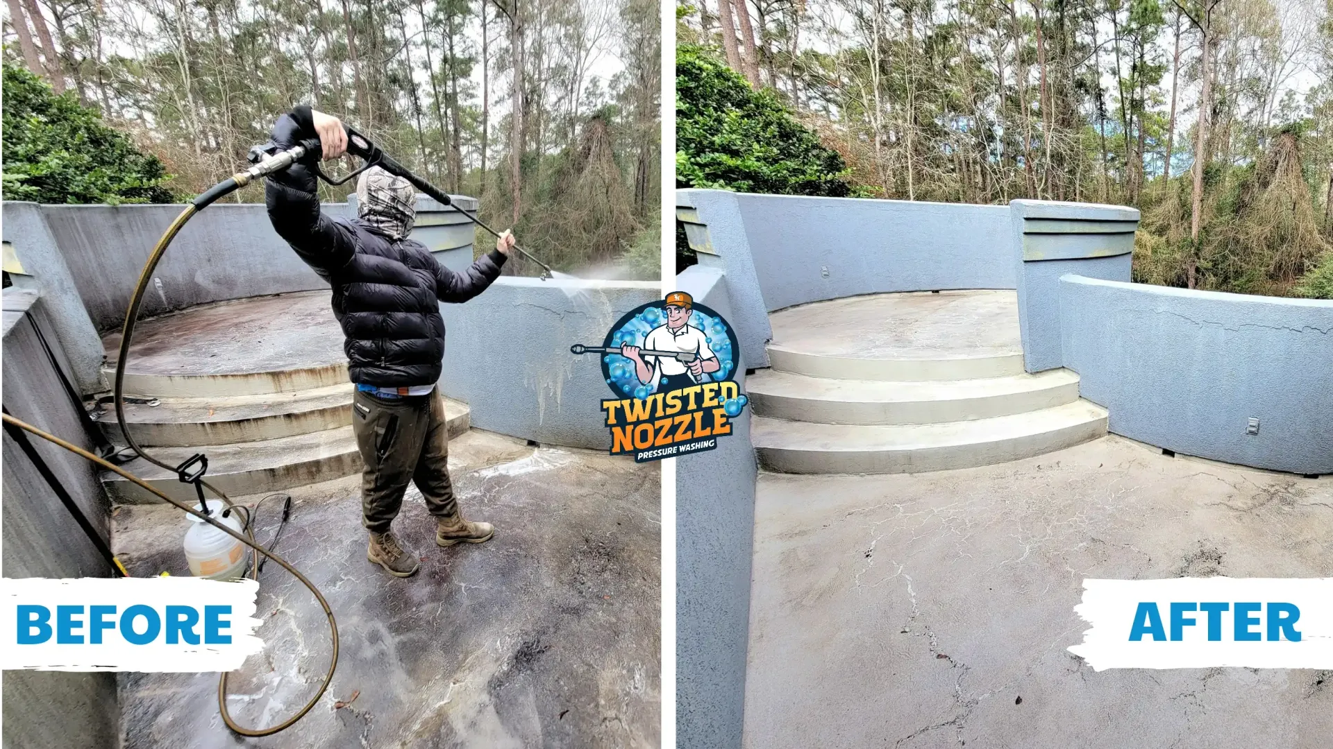 Stucco Cleaning Houston - Before and After | Twisted Nozzle