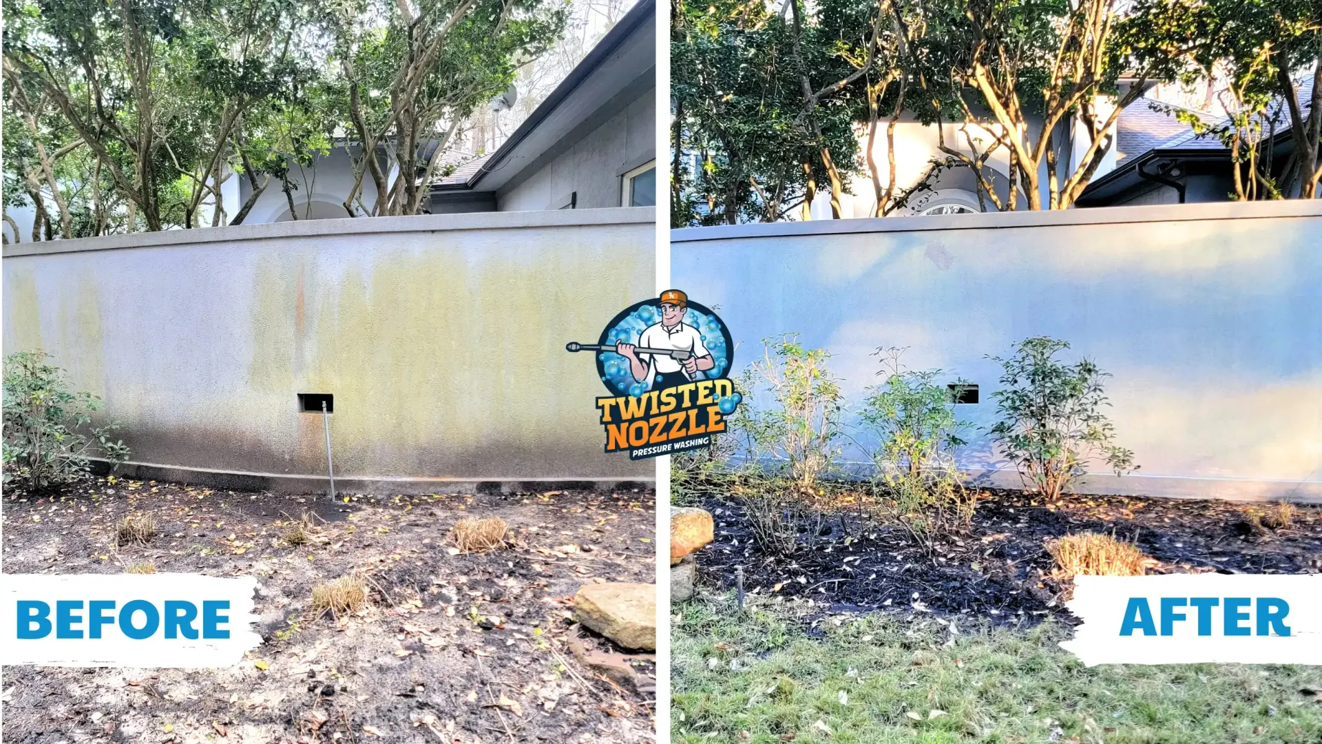 Stucco Cleaning Houston - Before and After | Twisted Nozzle