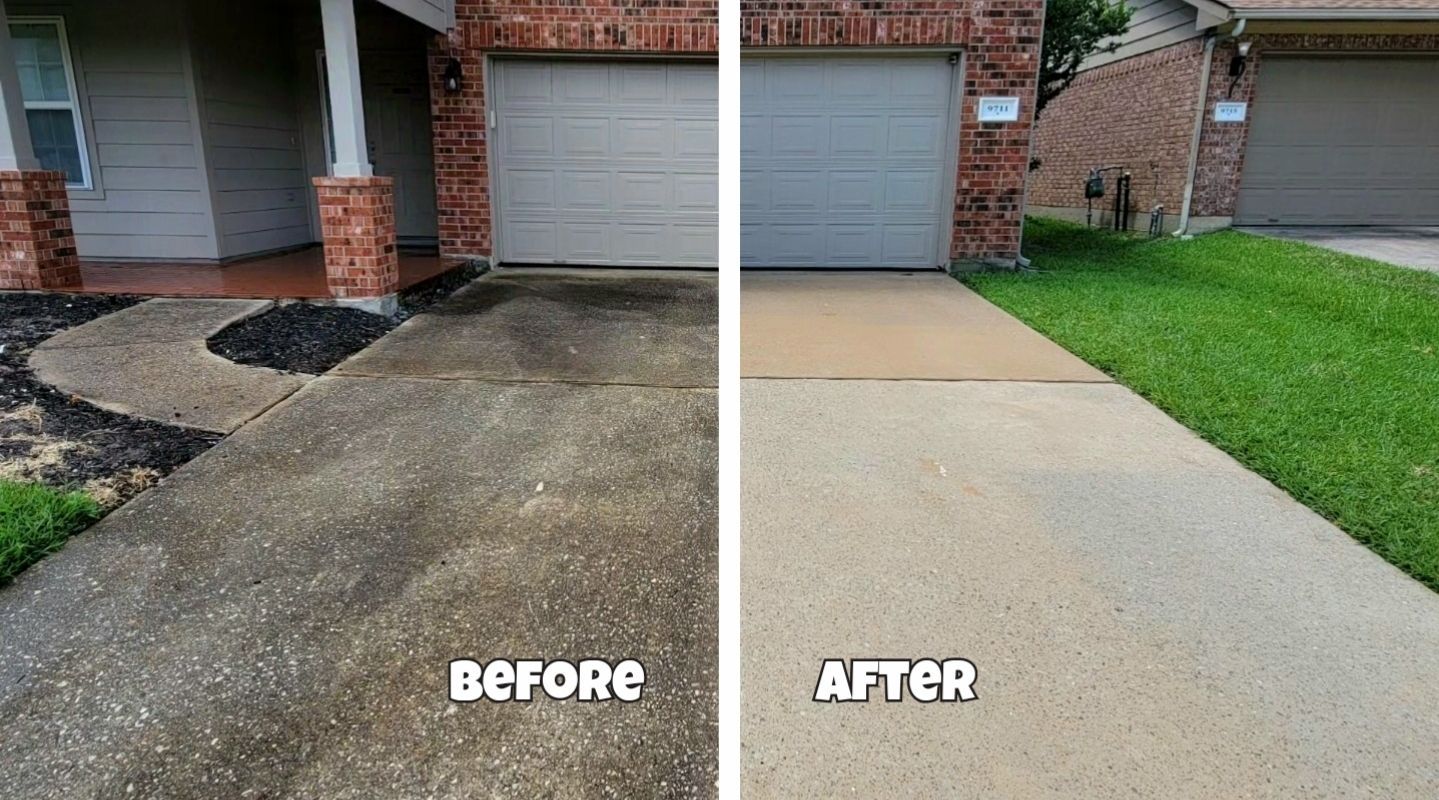 Driveway Pressure Washing Before and After Driveway Pressure Washing Before and After - Houston TX | Twisted Nozzle Pressure Washing