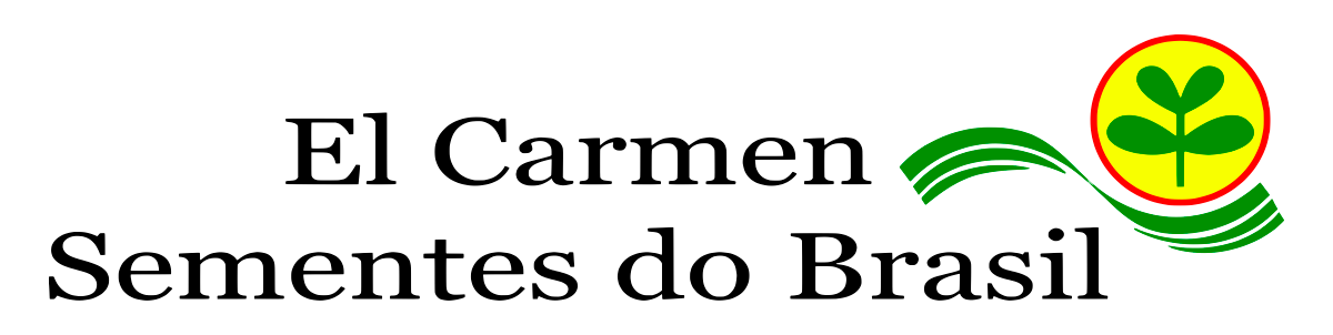 Um logotipo para el carmen sementes do brasil com uma planta verde em um círculo amarelo