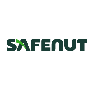 O logotipo da safenut é verde e branco com uma seta verde.