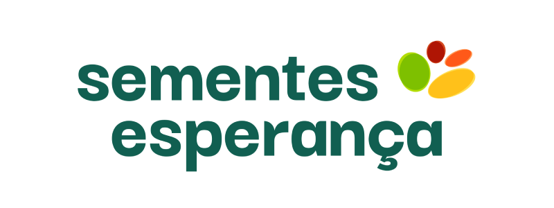 Um logotipo para sementes esperanca com uma flor verde e amarela sobre fundo branco.