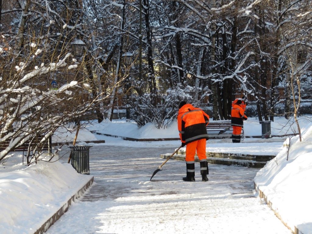 snow removal process in the city after the snow