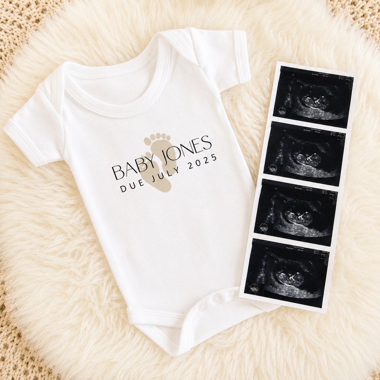 Announcement Vest - Beige Baby Feet