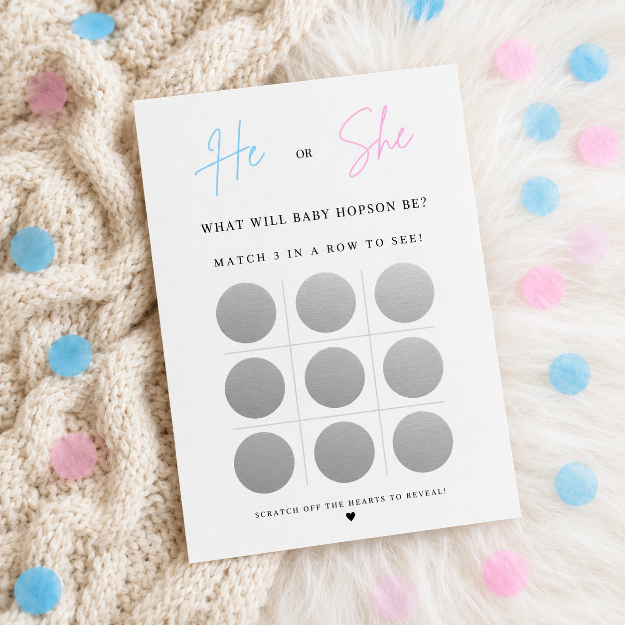 Gender Reveal Scratch Card - XO