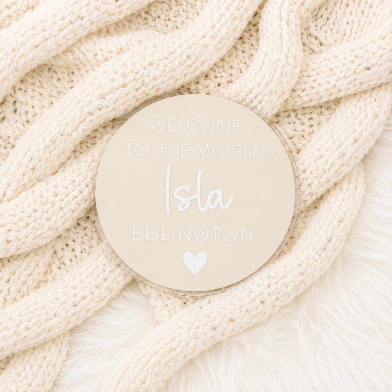 Birth Announcement Plaque - Beige