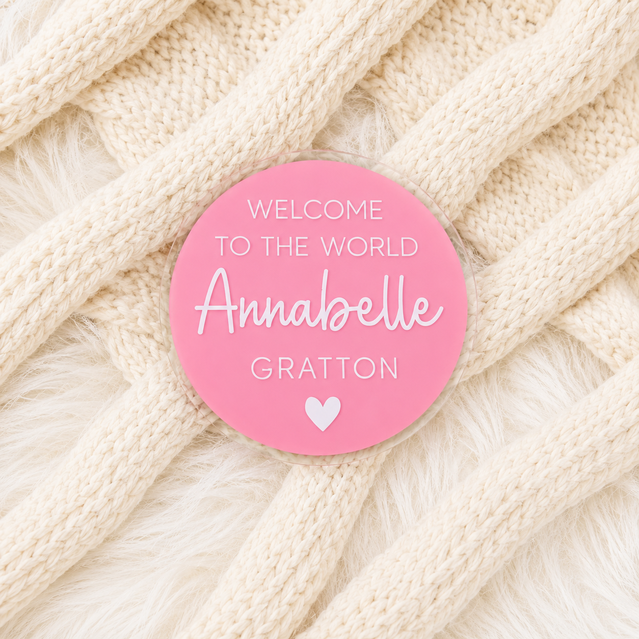 Birth Announcement Plaque - Pink