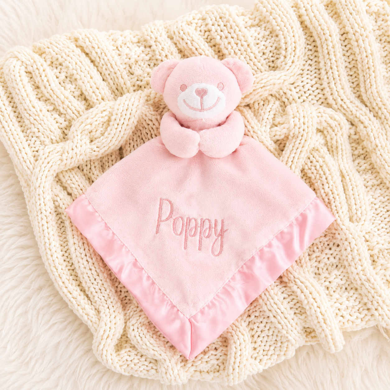 Teddy Comforter - Pink Embroidered