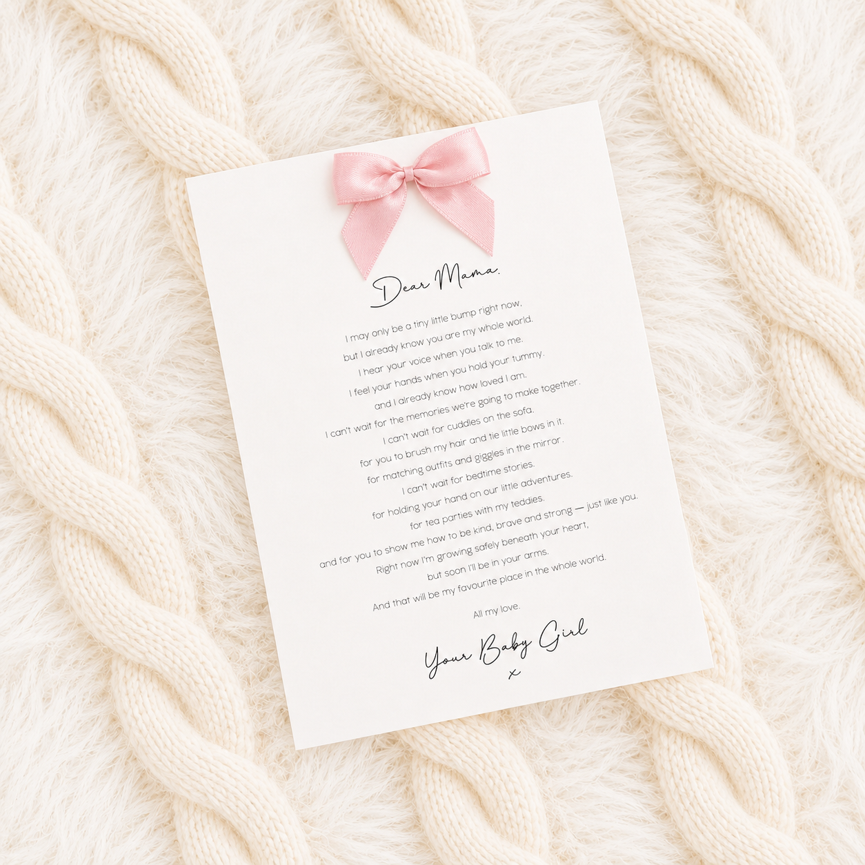 'Dear Mama' Keepsake Poem Print - Baby Girl