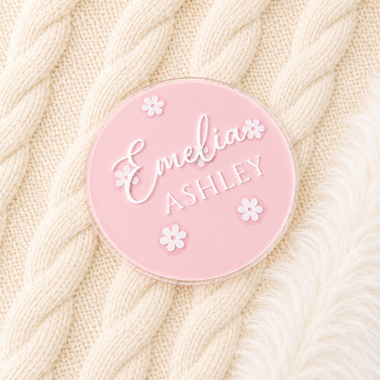 Pink Name Plaque - Floral Design