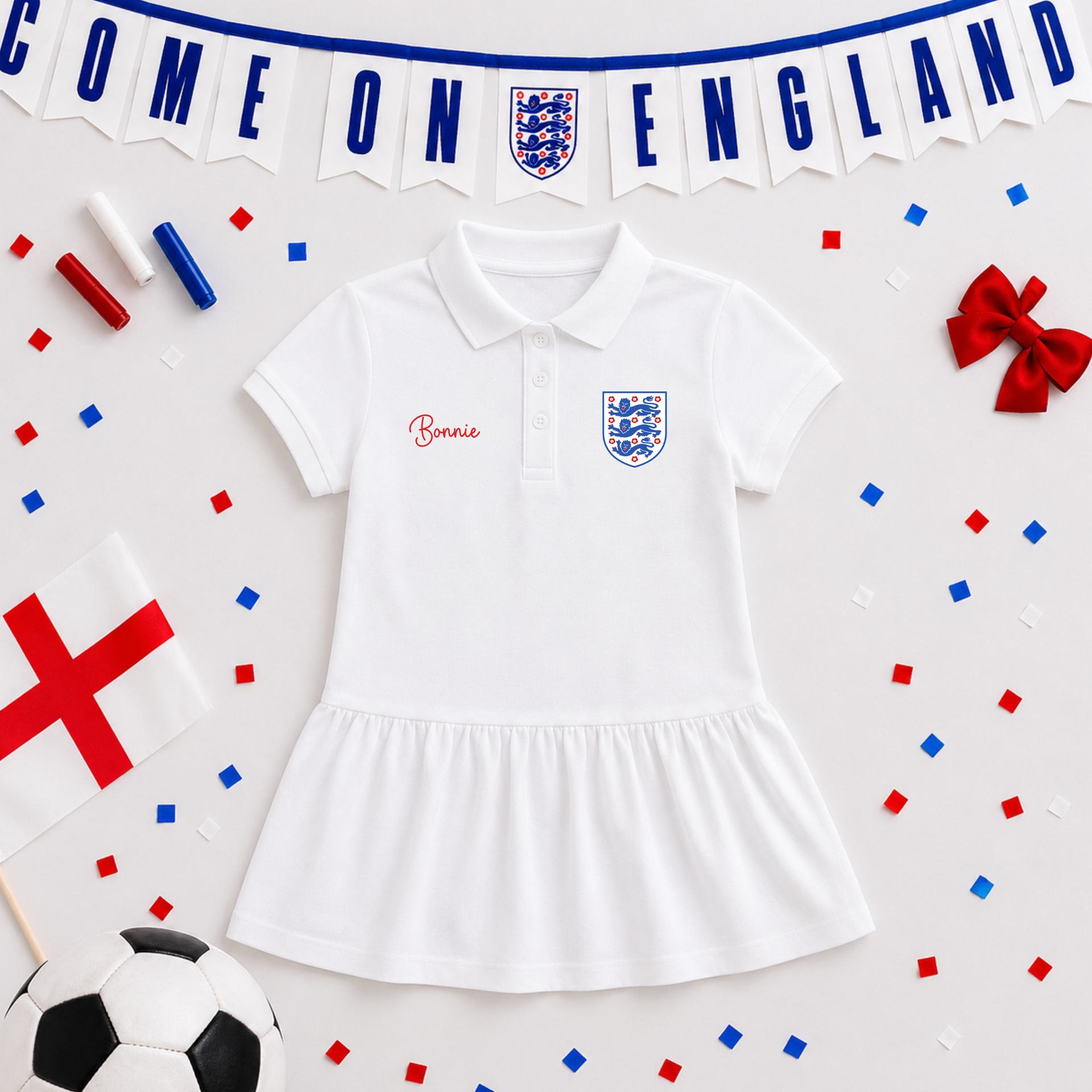 Personalised Girls England Polo Dress