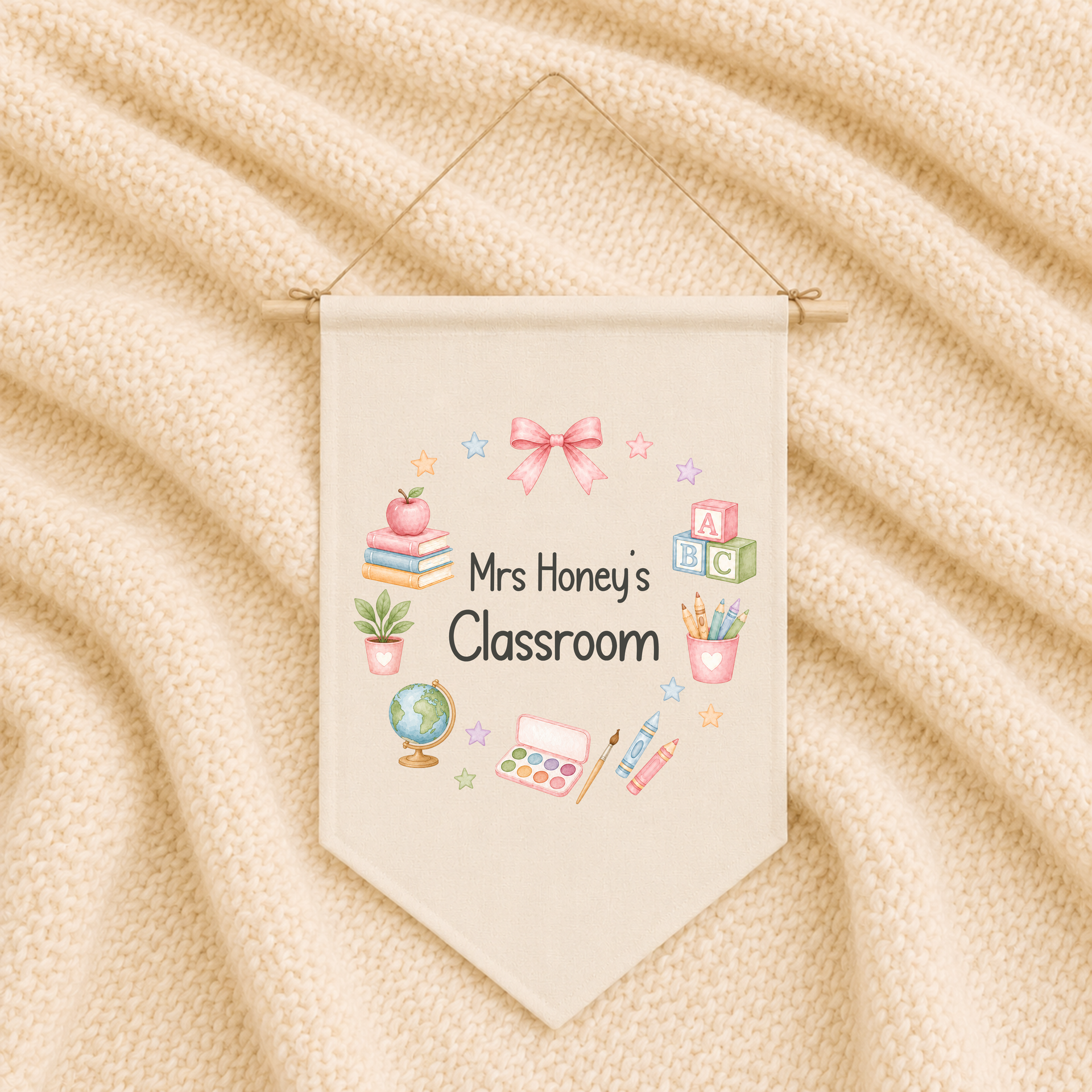 Personalised Classroom Flag - Stationary Design