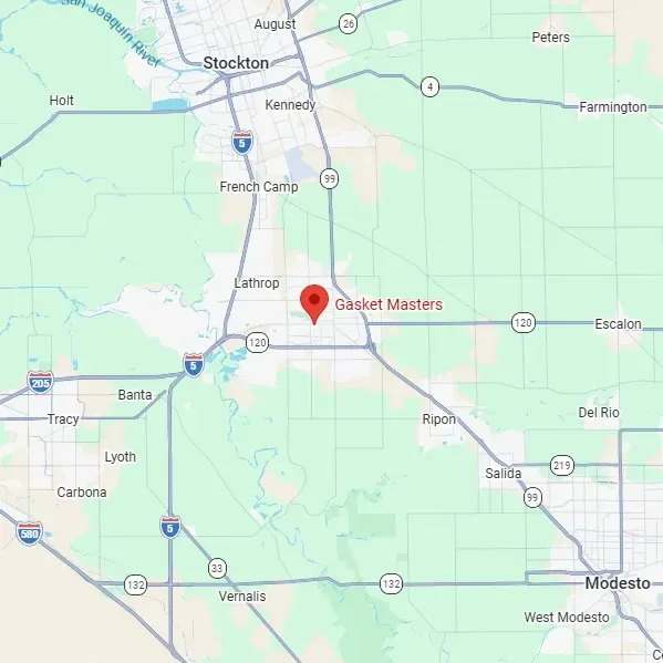 Map of central California with a red location pin near Ceres/Modesto.