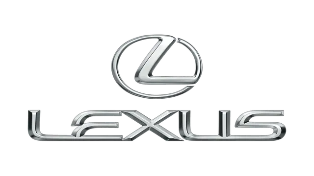 Silver Lexus logo on a white background