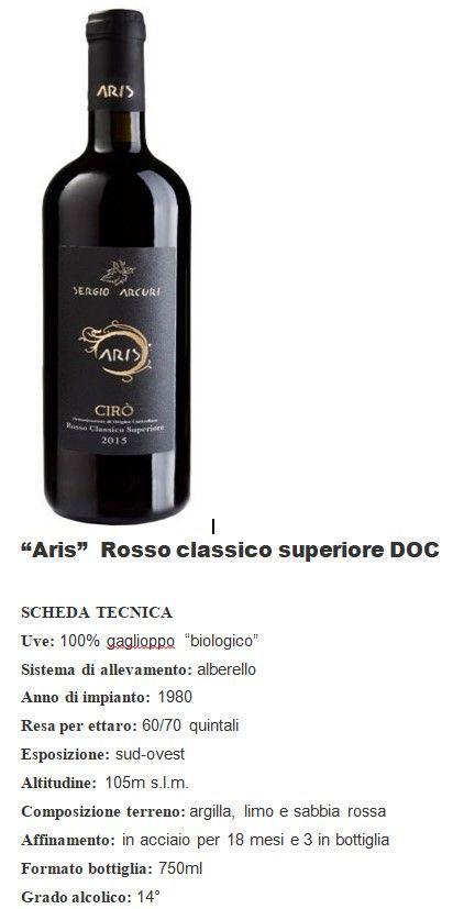 Bottiglia nera di vino DOC Rosso classico superiore «Alja» con testo informativo a lato