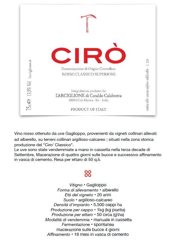 Programma/volantino per CIRÒ, con un titolo rosso e testo italiano nero su sfondo bianco.
