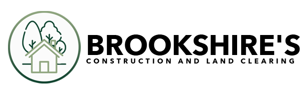 Brookshire's Construction and Land Clearing logo with green house and tree icon