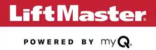 The lift master logo is powered by my q.