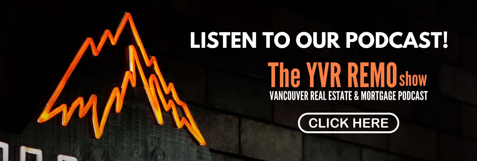 A sign that says listen to our podcast on it