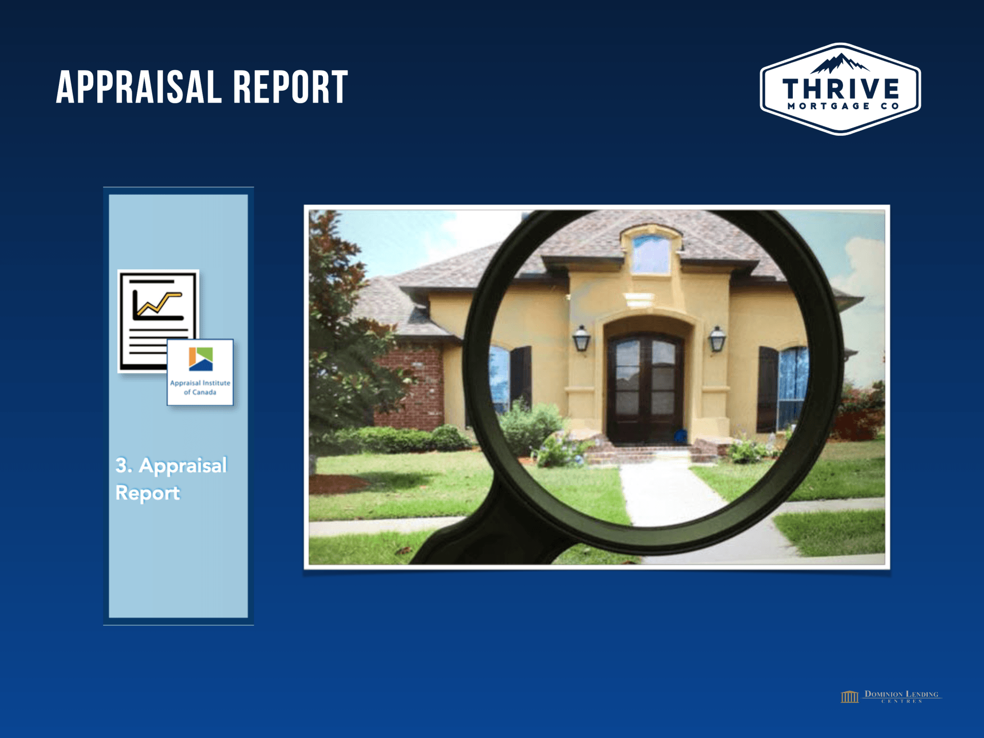 A magnifying glass is looking at a house in an appraisal report