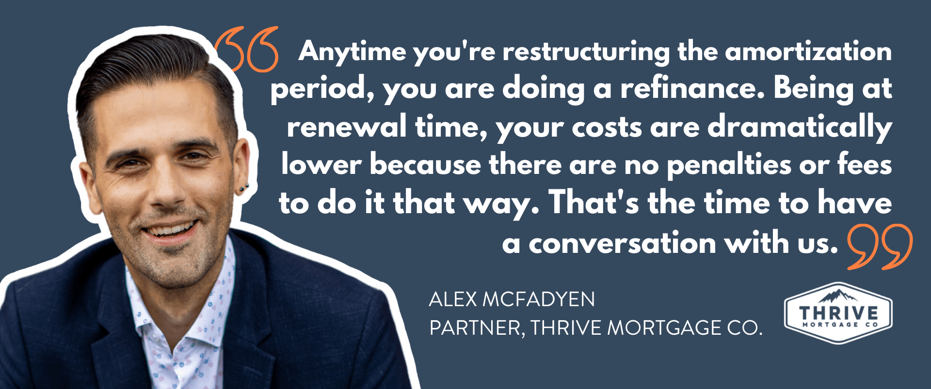 A man in a suit is talking about restructuring the amortization period