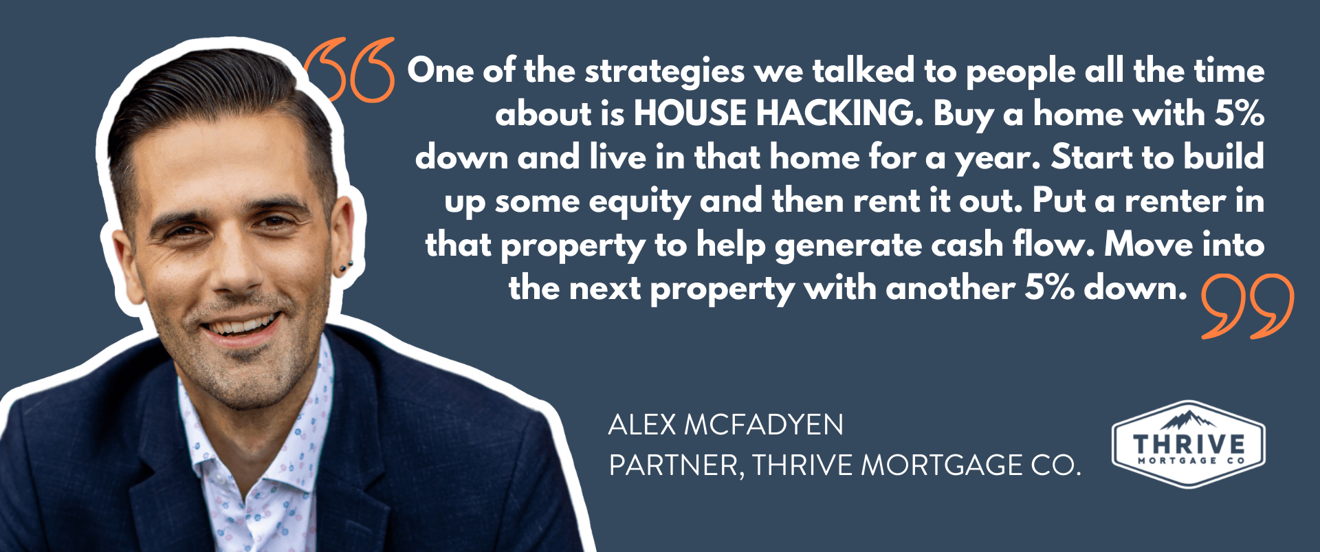 A man in a suit is talking about house hacking