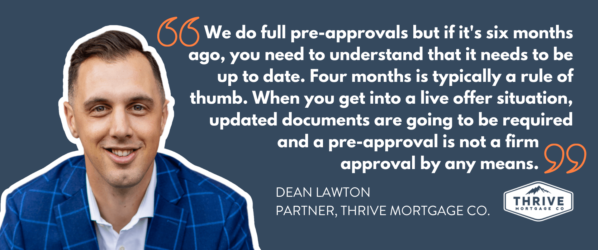 A man in a blue suit is talking about pre-approvals