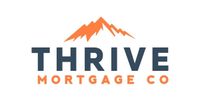 A logo for thrive mortgage co. with a mountain in the background