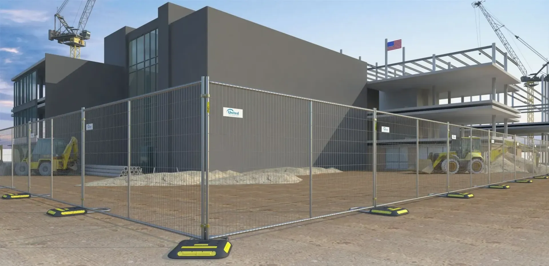 A fence is surrounding a building under construction.