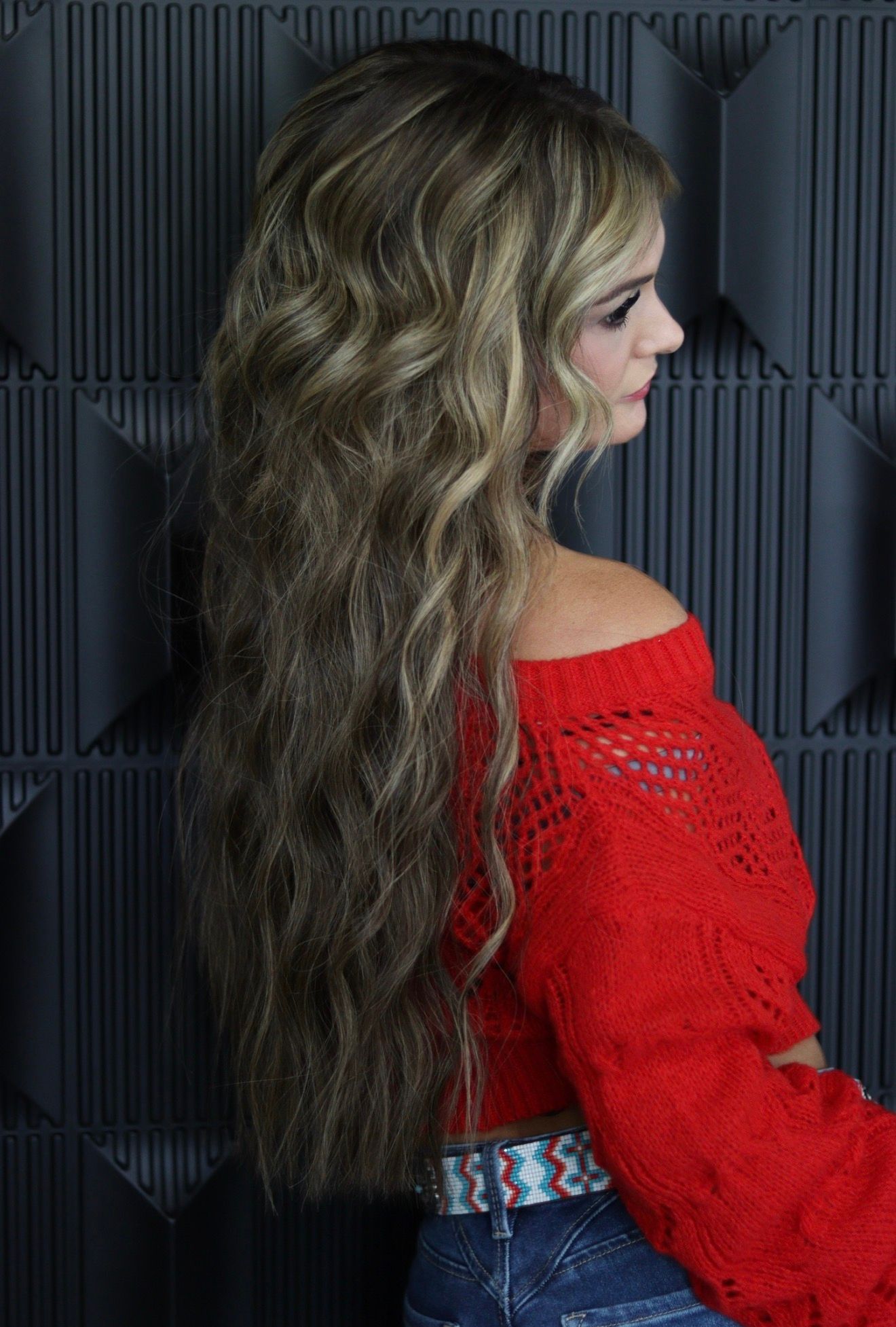 Long dimensional hair with extensions at Glam.Is.On Salon