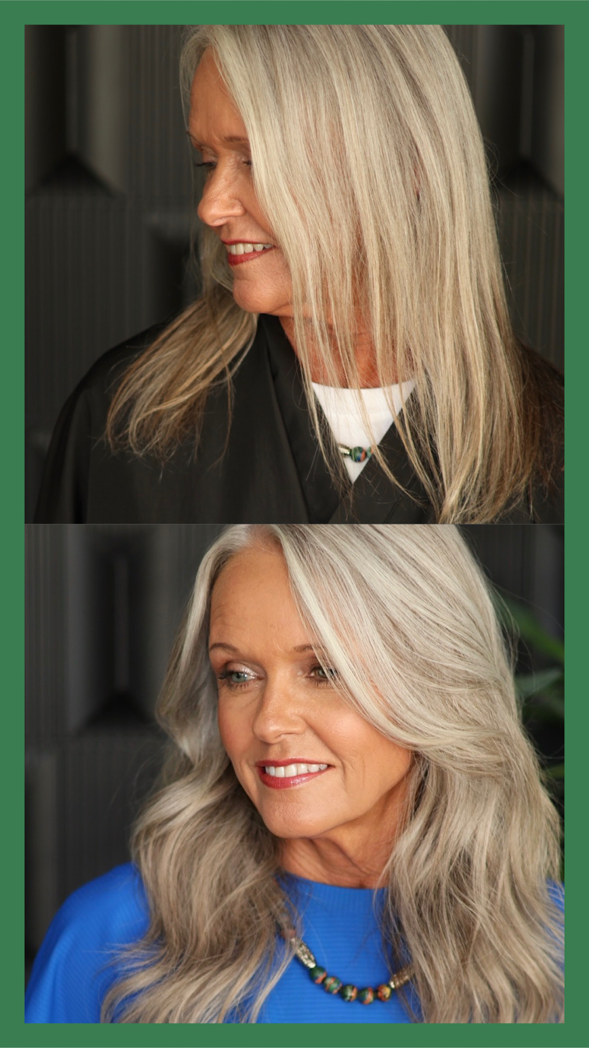 Gray hair color being customized at Glam.Is.On Salon