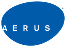 AERUS logo in white letters on a blue oval background