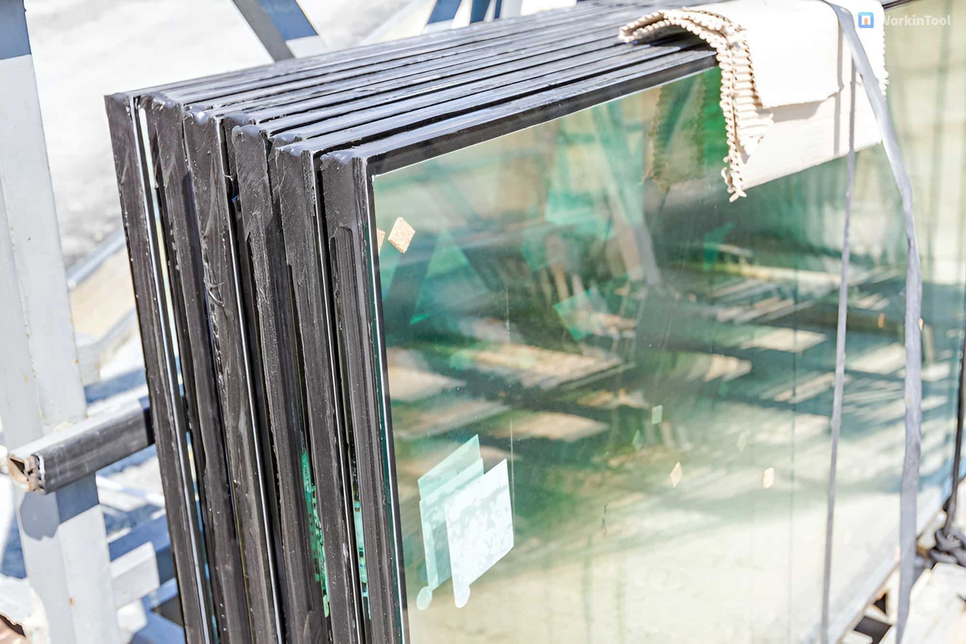A Stack of Glass Sitting on Top of Each Other on A Ladder — Distinctive Glass & Aluminium in Albion Park, NSW