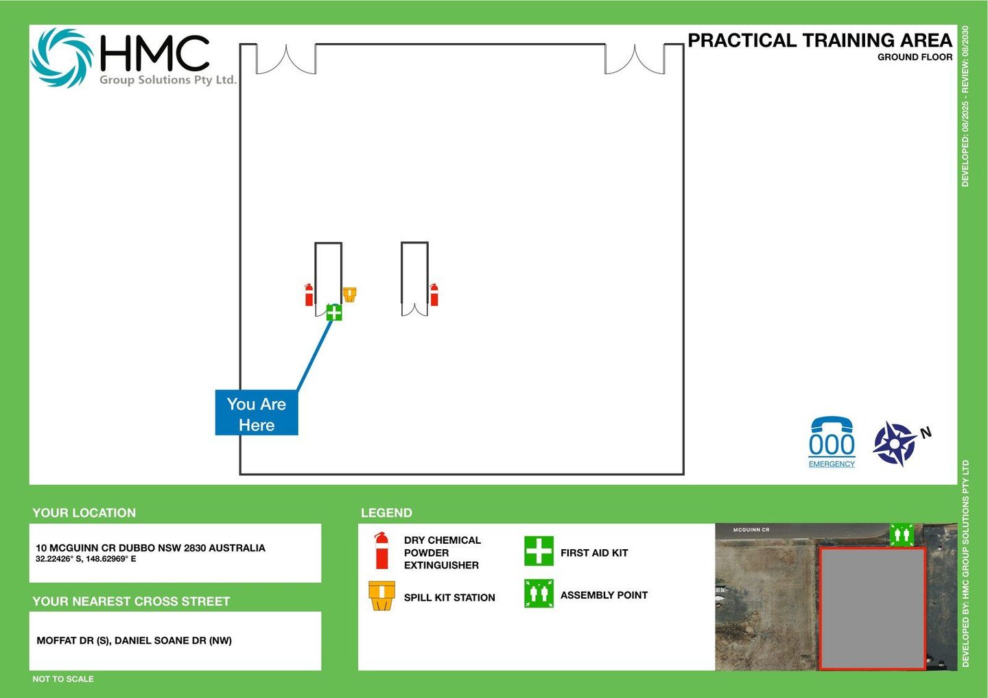 Sample emergency evacuation diagram drawn by HMC for its Practical Training Area in Dubbo
