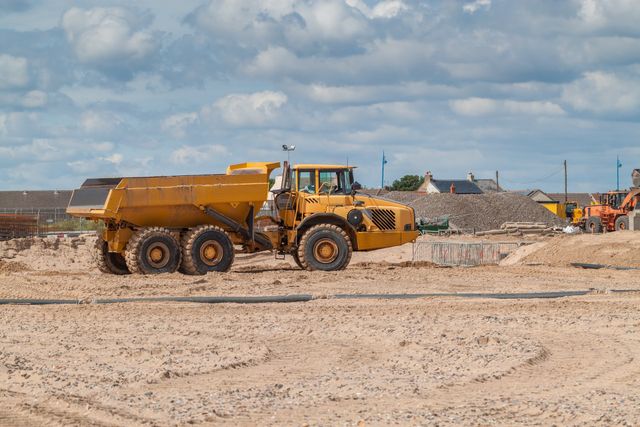 Articulated dump truck on an earthworks site