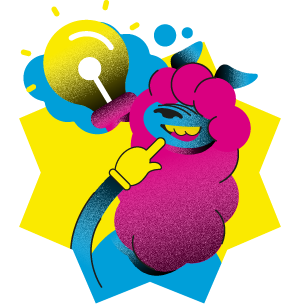 Uma ilustração de desenho animado de uma ovelha segurando uma lâmpada