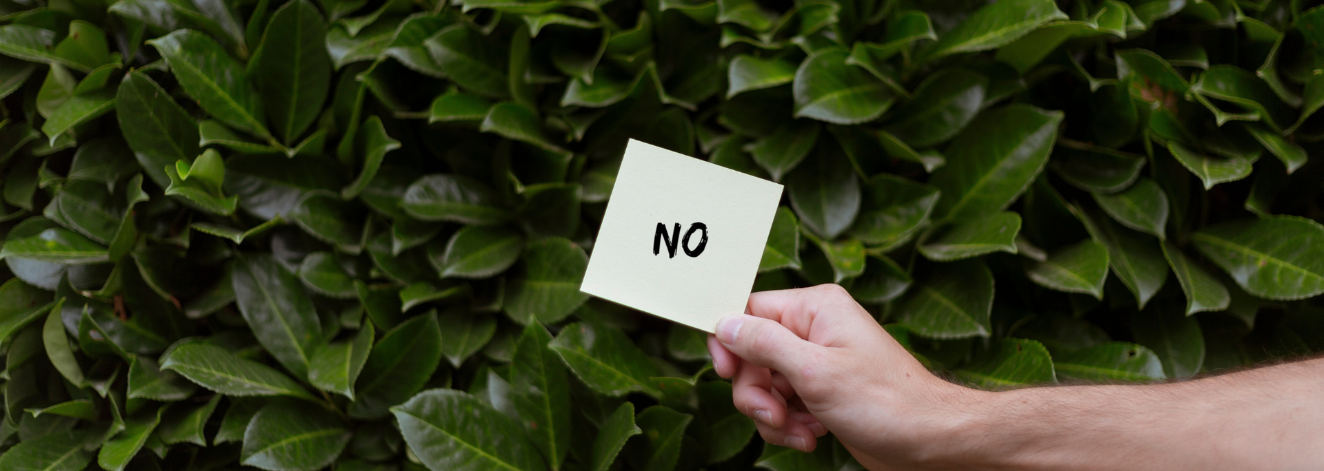 Picture of the word No, on a note. 