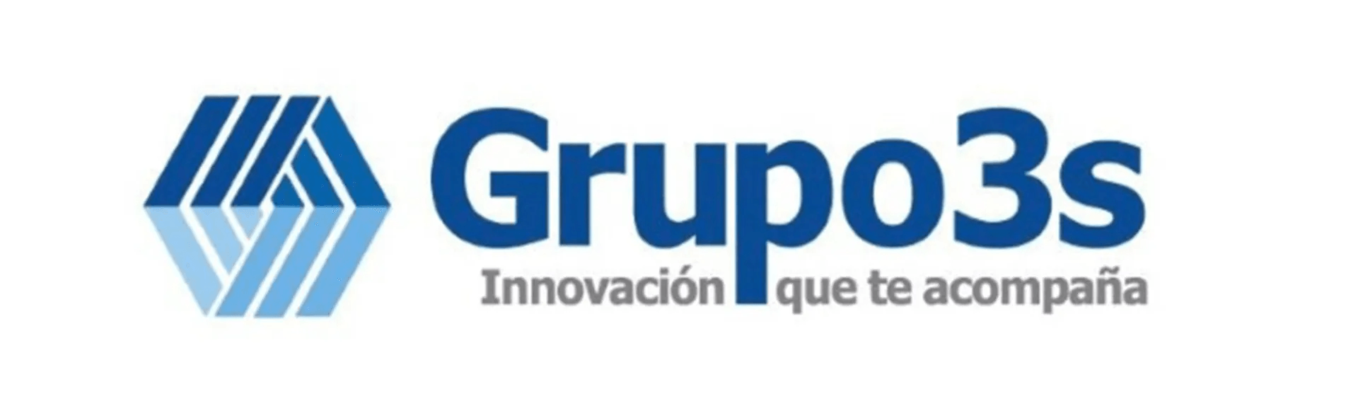 Logotipo de Grupo3s en azul con el lema “Innovación que te acompaña” sobre fondo blanco.
