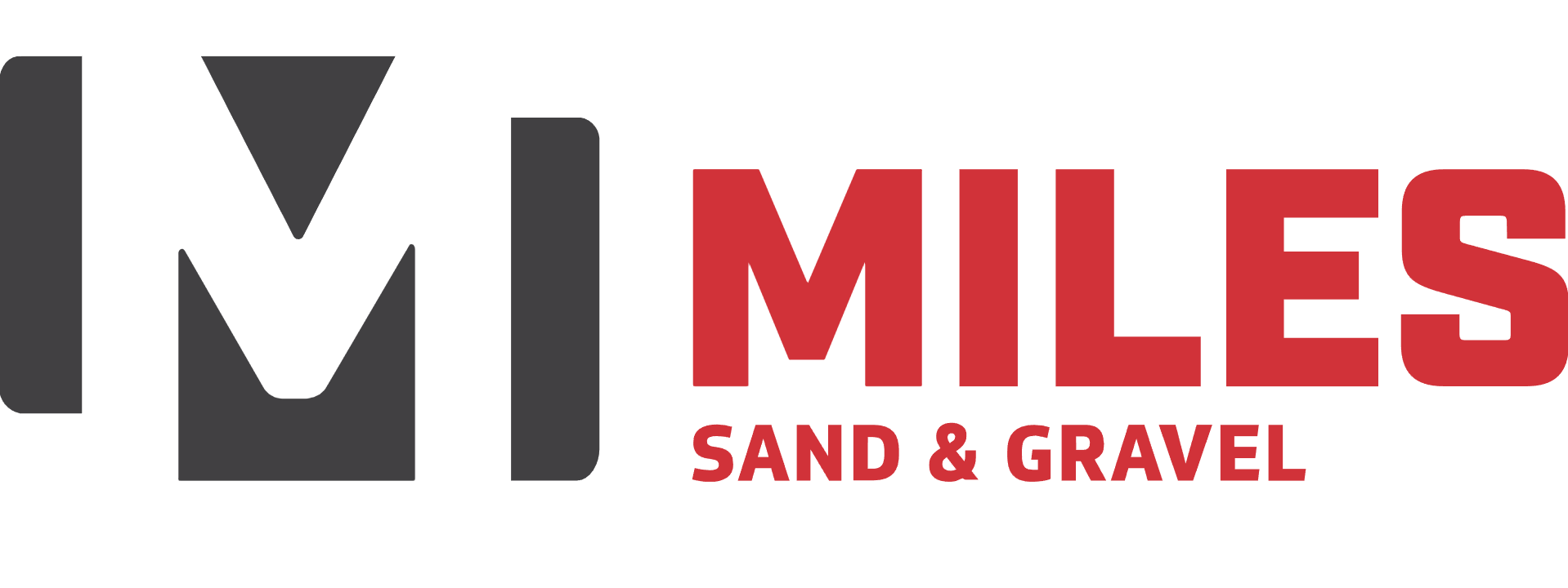 Logo for Miles Sand & Gravel, featuring an