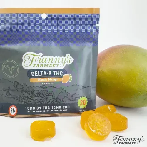 Franny's Farmacy delta-9 THC vegan gummies mystic mango flavor