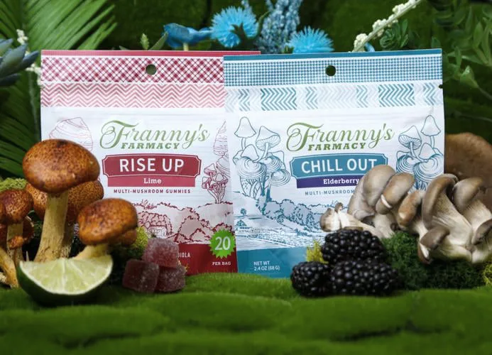Two mushroom gummy packets: