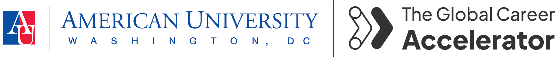 American University and The Global Career Accelerator logos