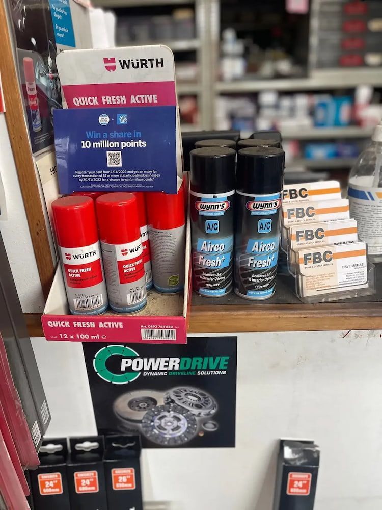 A Display Of Spray Bottles On A Shelf In A Store — Figtree Brake and Clutch in Figtree, NSW