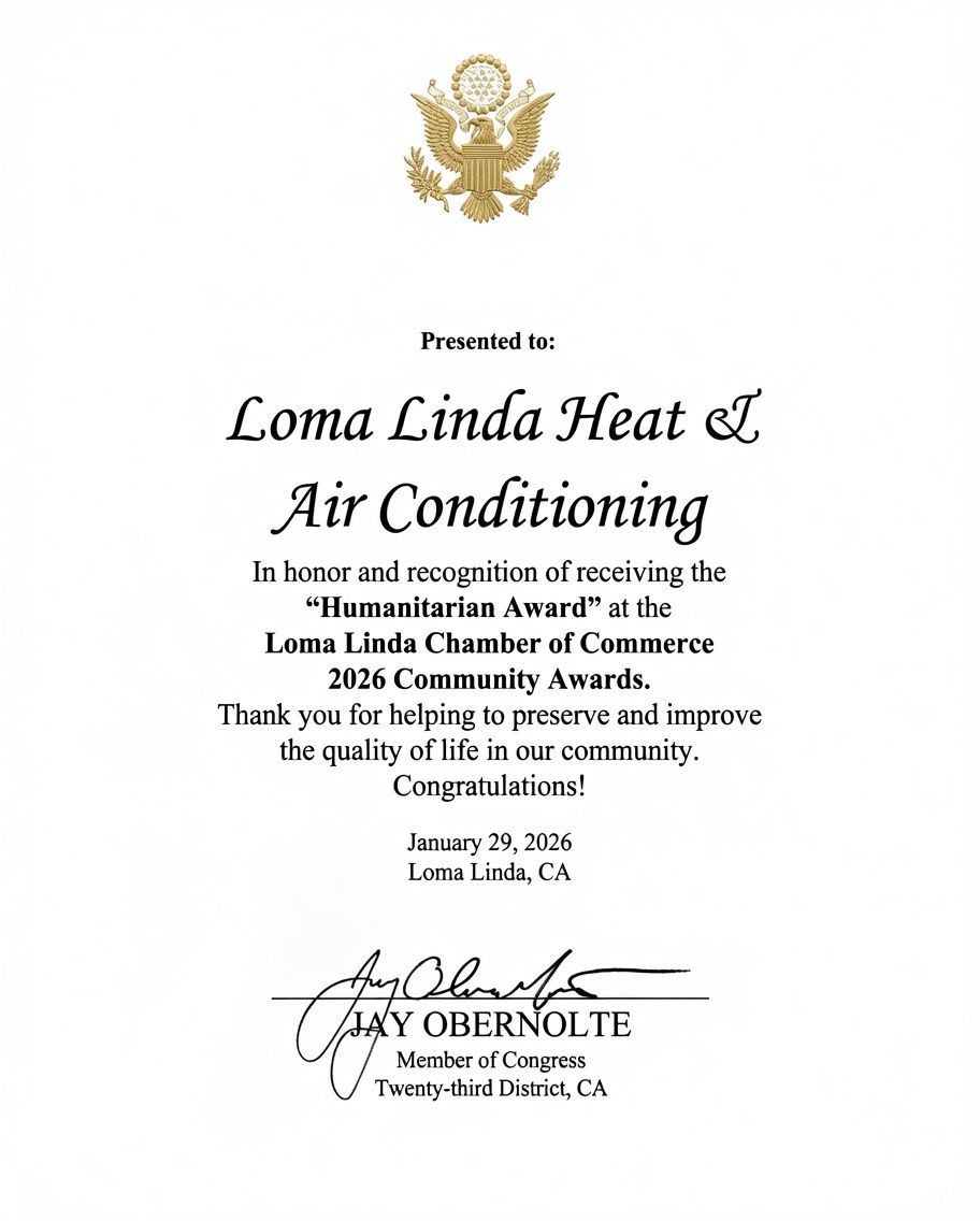 Congressional Humanitarian Award — Loma Linda Heat & Air