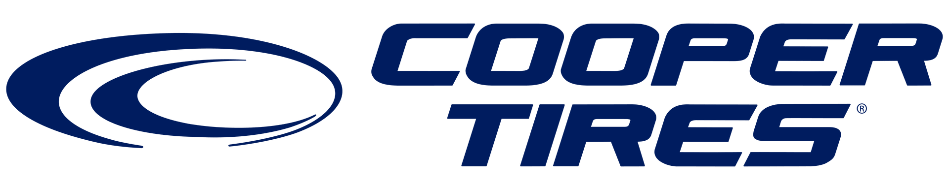Cooper Tires logo in blue with an oval emblem on a white background