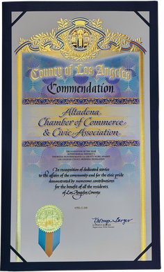 Certificate of commendation from the County of Los Angeles
