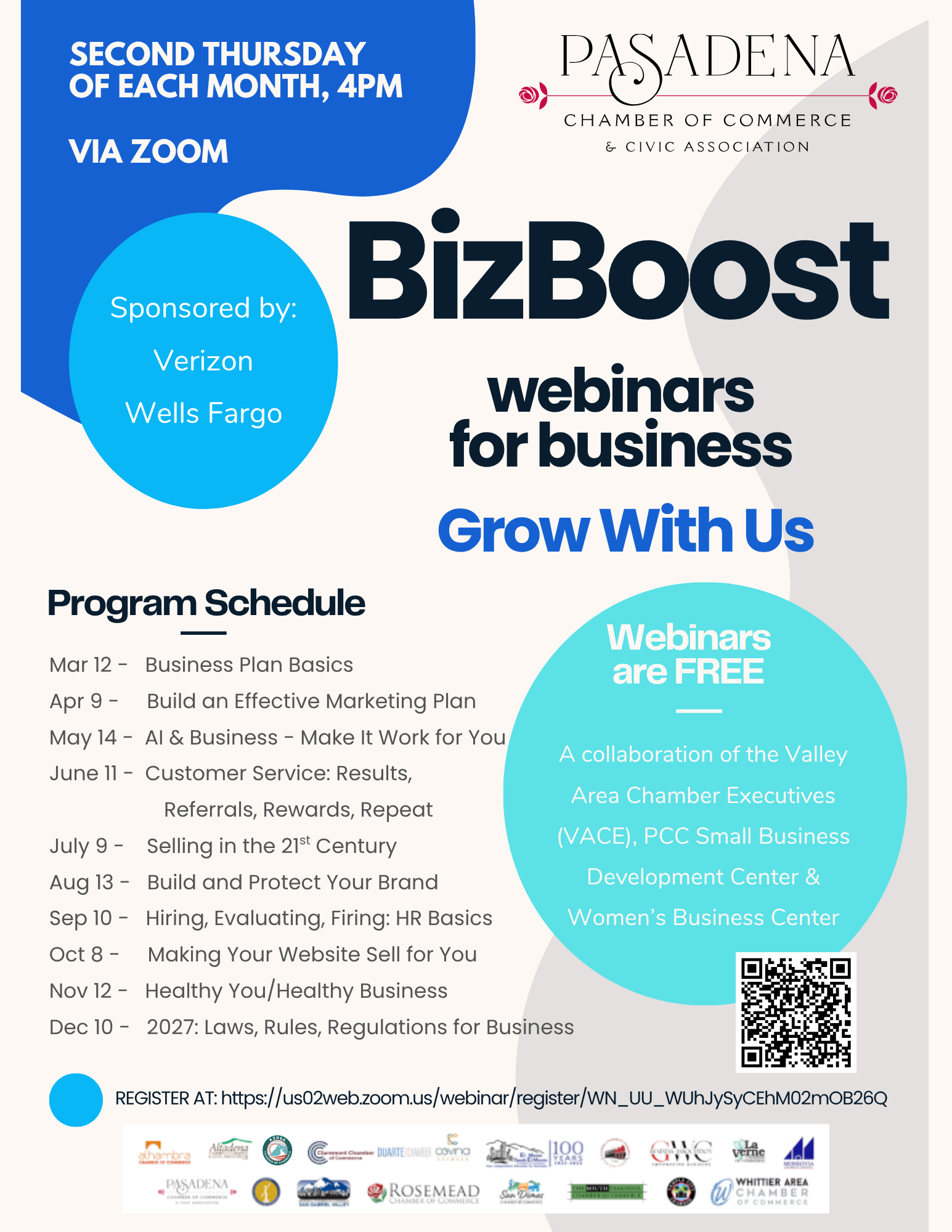 Flyer for the Pasadena Chamber of Commerce’s free 