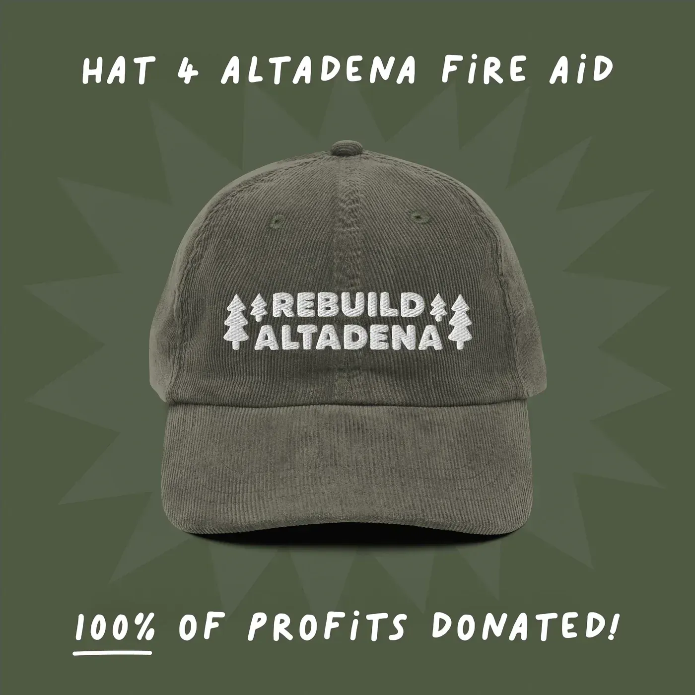 A hat that says rebuild altadena on it